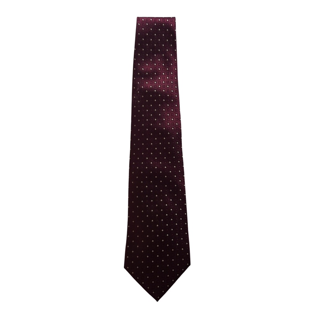 Epitome Collection Burgundy Gold Geometric Silk Necktie